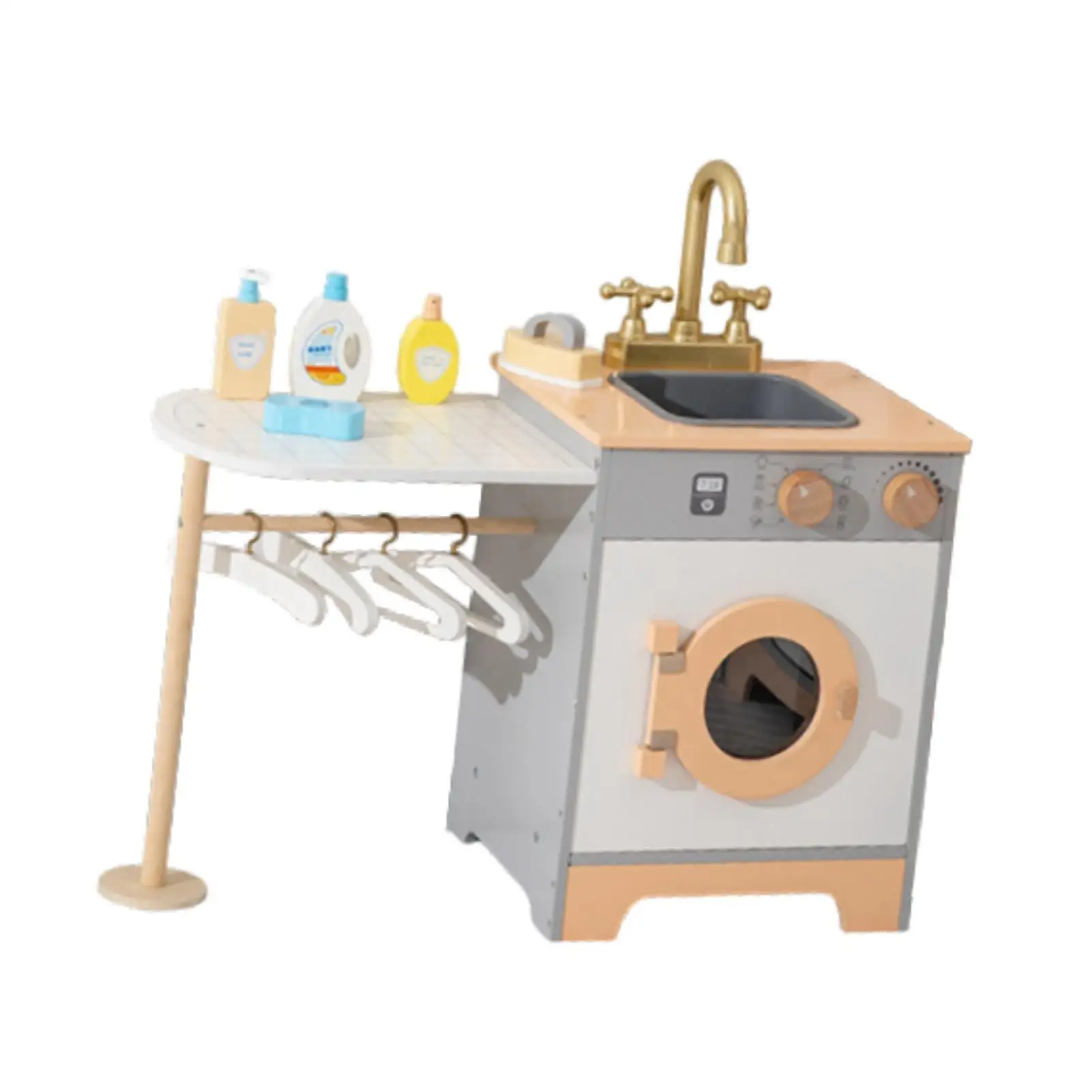 

Wooden Washing Machine Playset Educational Pretend Toy Appliance Role Play Set for Children Boys and Girls