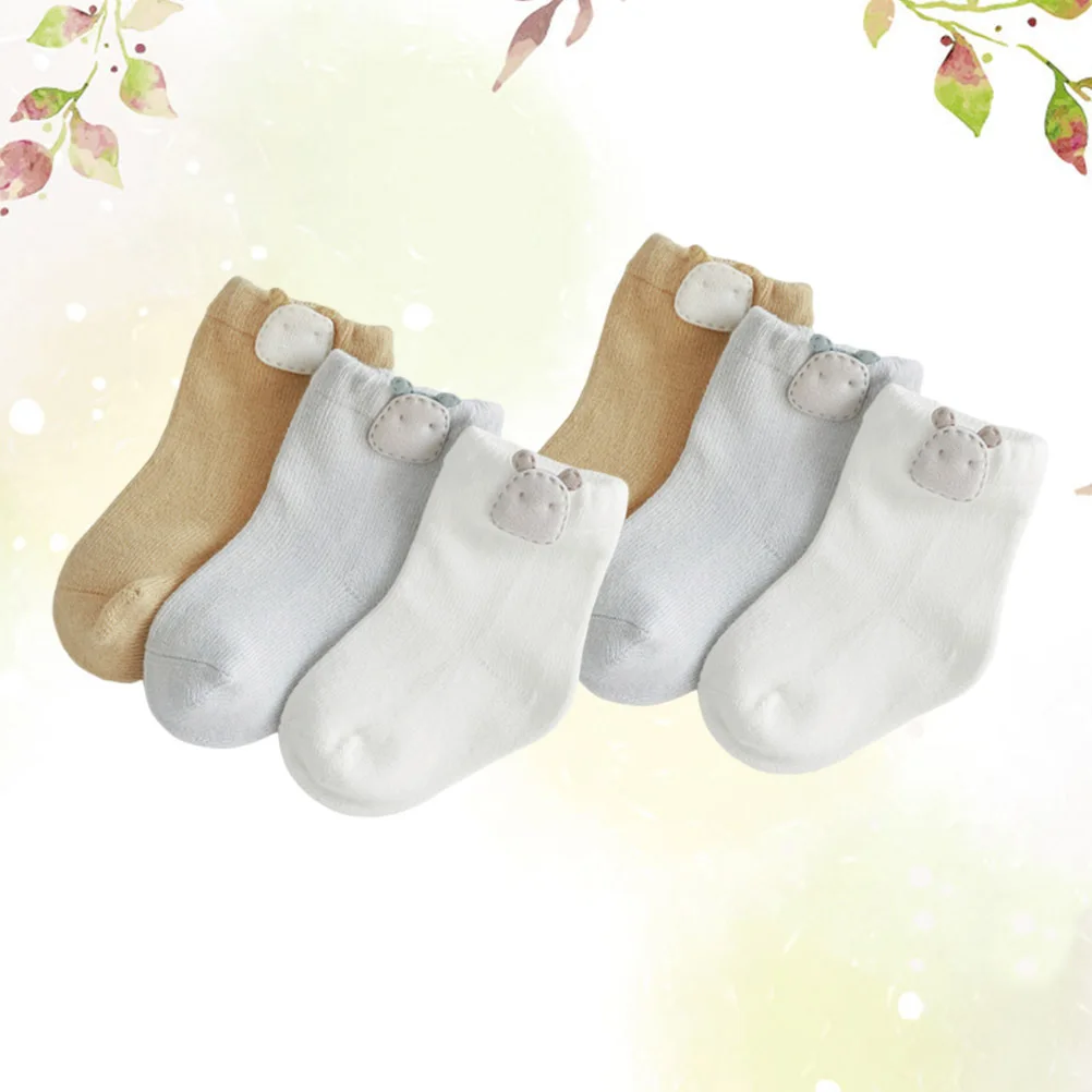 

3Pair Baby Socks Cotton Cartoon Non-Slip Soft Breathable Socks Spring Autumn Newborn 0-6 Months Cute Kids Footwear Panda Pattern