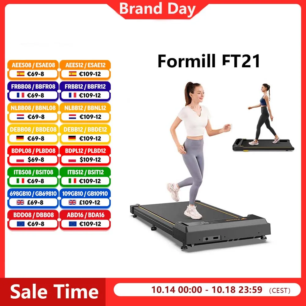 Formill FT21 Laufband, 2,5 PS, Geschwindigkeit 1–6 km/h, Walking-Pad, 90 x 38 cm, Laufbereich, zusammenklappbares Laufband, Lauf- und Jogging-Maschine für Zuhause