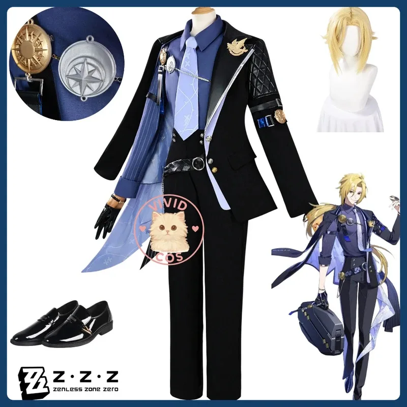 Zenless Zone Zero Hugo Vape Cosplay New Anime Costume Role Play High-Quality Uniform Wig for Men;2,c'4,h.