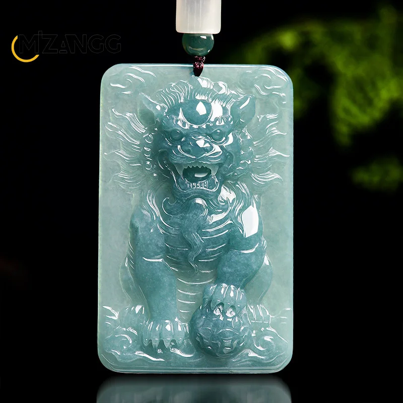 

Natural Jadeite Dragon Lion Pendant Fashion Jewelry Suitable for Both Men and Women Good Luck Charm for Attracting Wealth