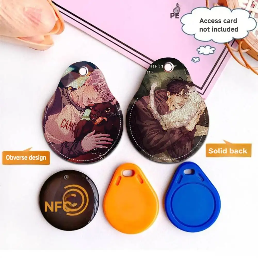 

Pearl Boy-kang-dooshik-and-jooha-a Men And Womenn Universal Antirust Keychain PU Learther Access Card Holder Drop Key Tag Ring