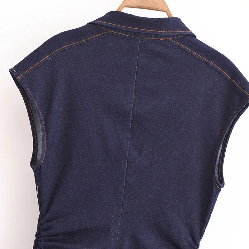 TRAF-Vestido camisero largo con volantes para mujer, traje sin mangas con botones en la parte delantera, informal, para vacaciones, verano, 2024