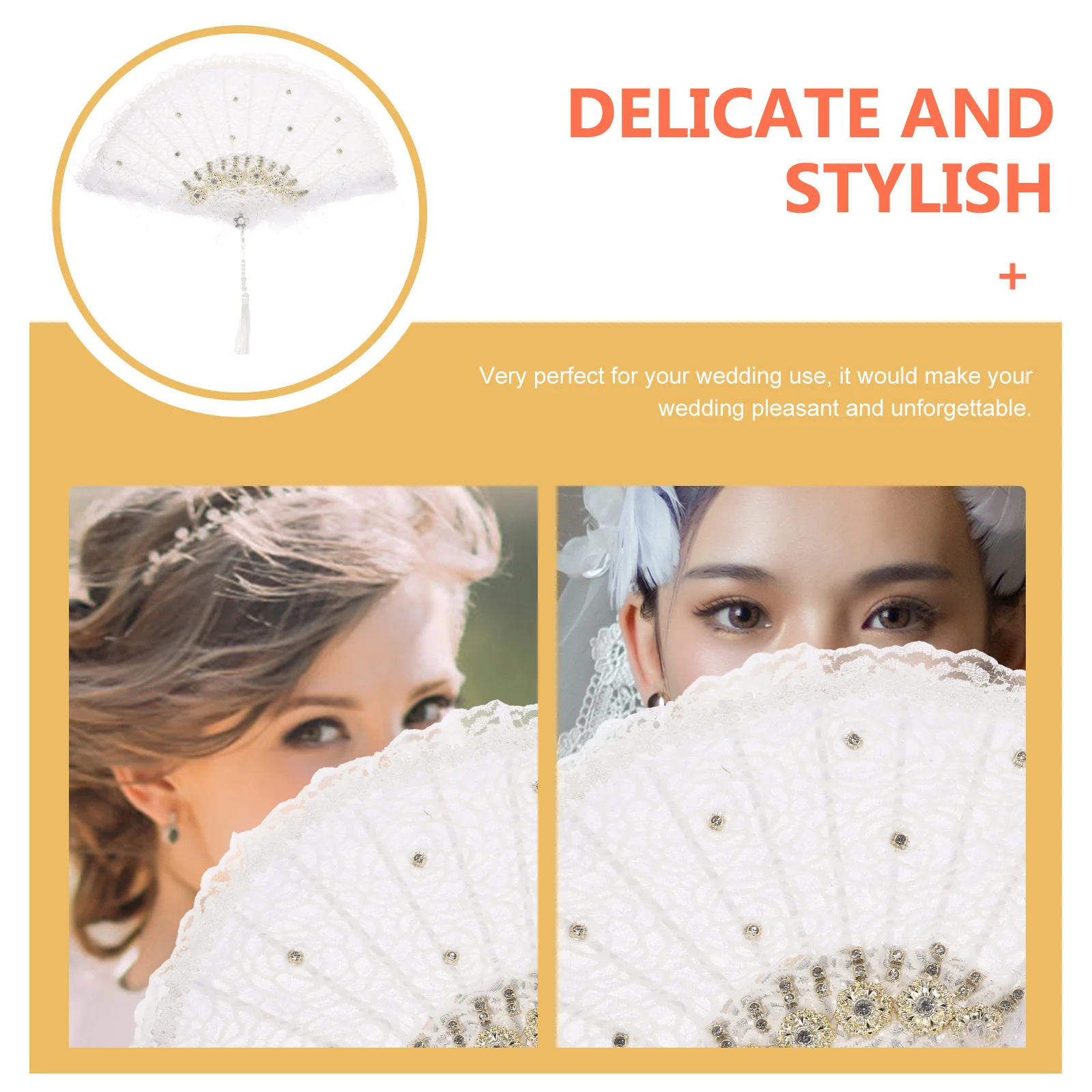 

Colorful Plume Fan Handmade Decorative Handheld Fan Elegant Gift for Weddings and Parties