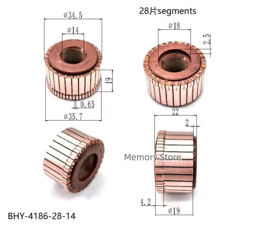 34.5x13/14x19(22)mm 28P Teeth Copper Hook Type Electrical Motor Commutator BHY-4186-28