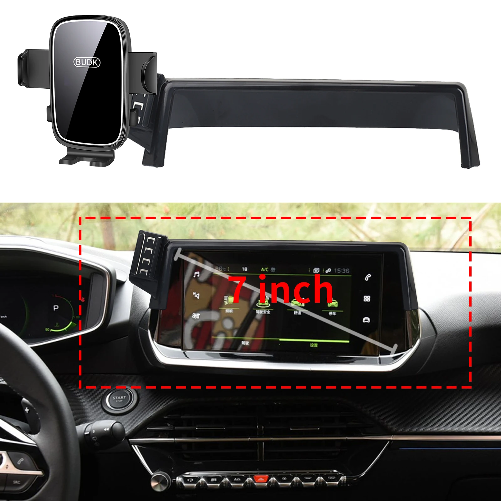 

fit for Peugeot 2008 2019 2020 2021-2023 (7in) Custom Fit Phone Holder Mount Dashboard Screen Base No Drill Car​​ accessoires