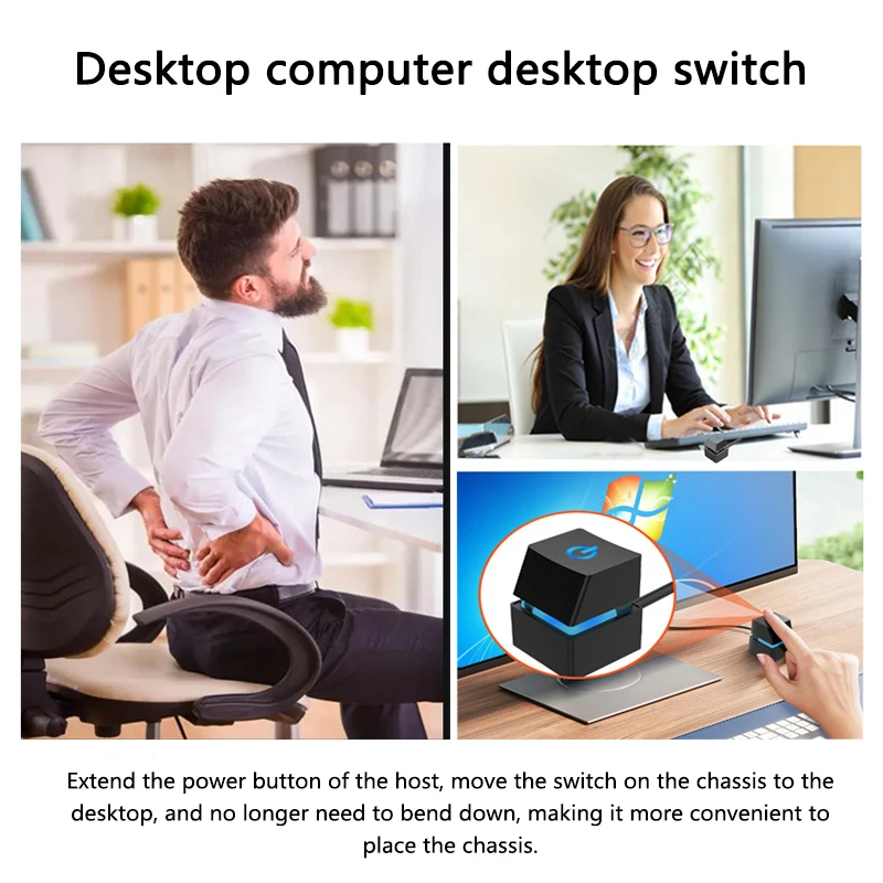1pcs Computer Desktop Switch 1.8m LED Lights PC Motherboard External Start Power On/Off Button Extension Cable for Home Office