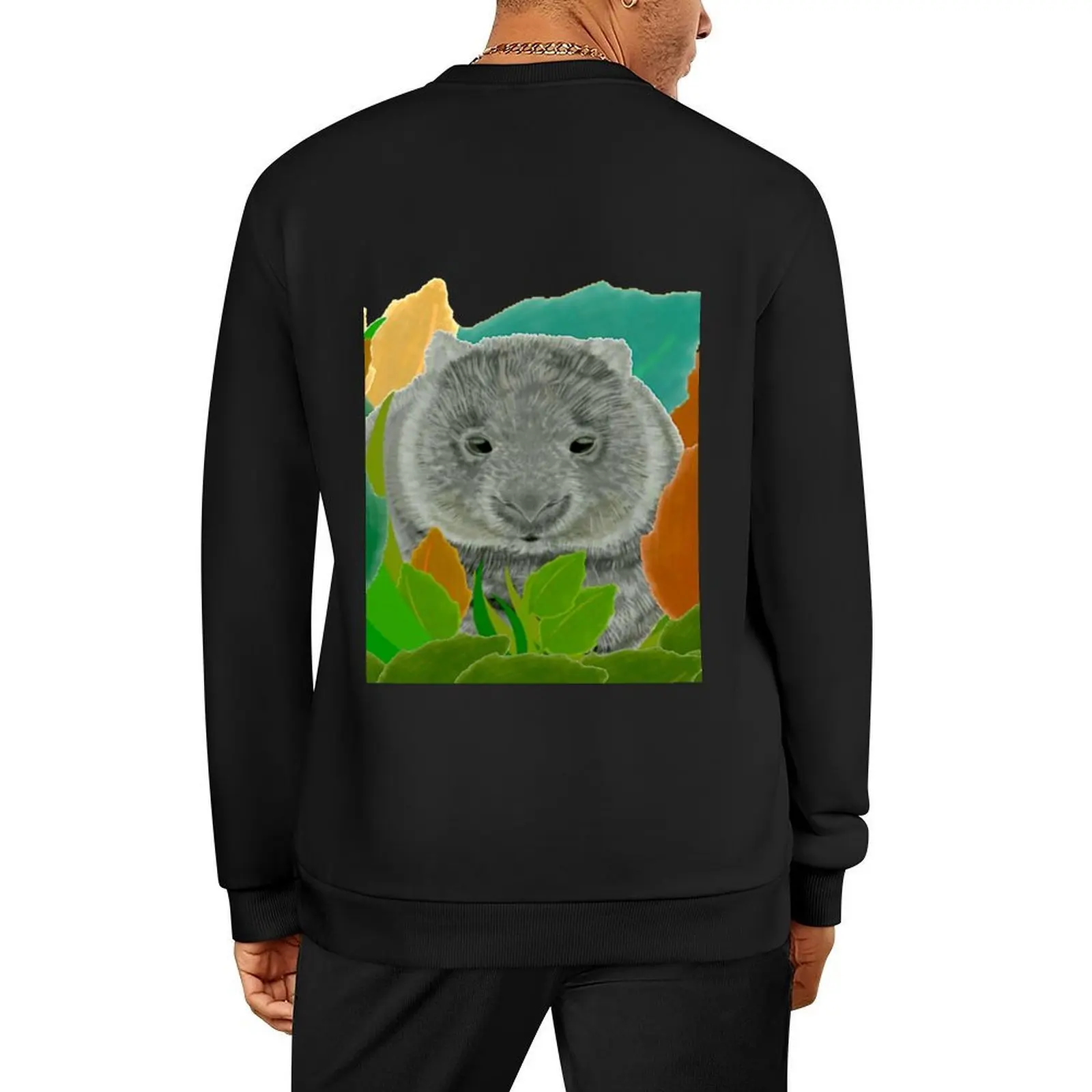 

Adorable leafy wombat Pullover men's clothing anime clothing clothes for men tracksuits winter man sweatshirt