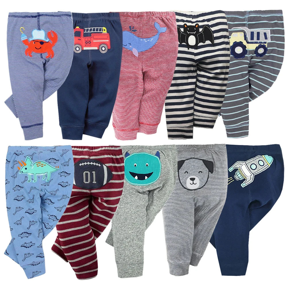 3Pieces Baby Boy PP Trousers Cartoon Soft Infant Pants Newborn Baby Print Girl Leggings Four Seasons 100% Cotton Baby Pants 0-3Y