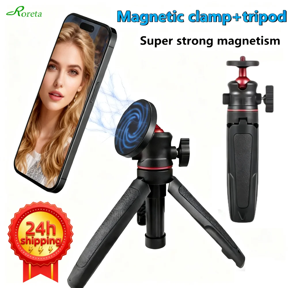 Soporte magnético para teléfono Roreta a adaptador de montaje en trípode con agujeros Arri de 1/4 ''y 3/8'' para iPhone Samsung Huawei Xiaomi Smartphone