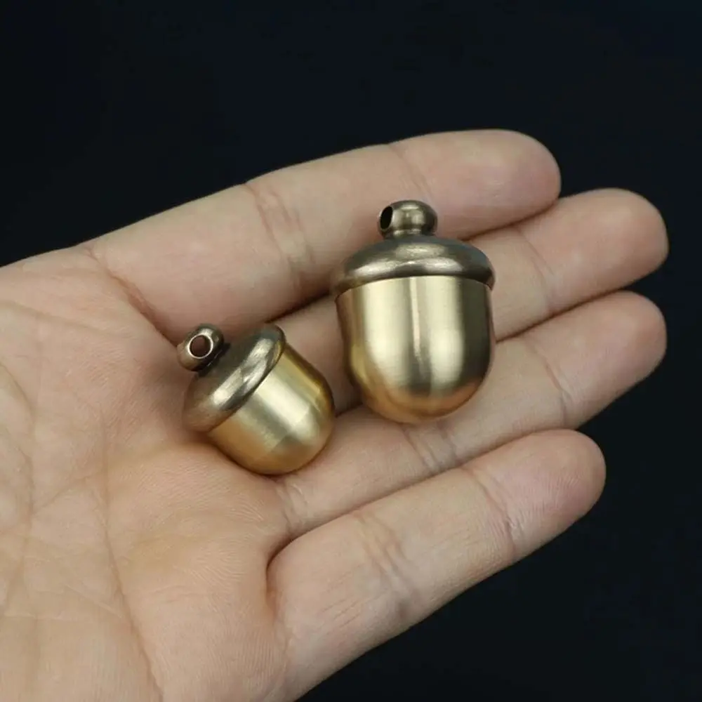 Container Brass Acorn Medicine Bottle Hang Buckle Medicine Pill Box Capsules Organizer Travel Pill Case Granule Storage Box