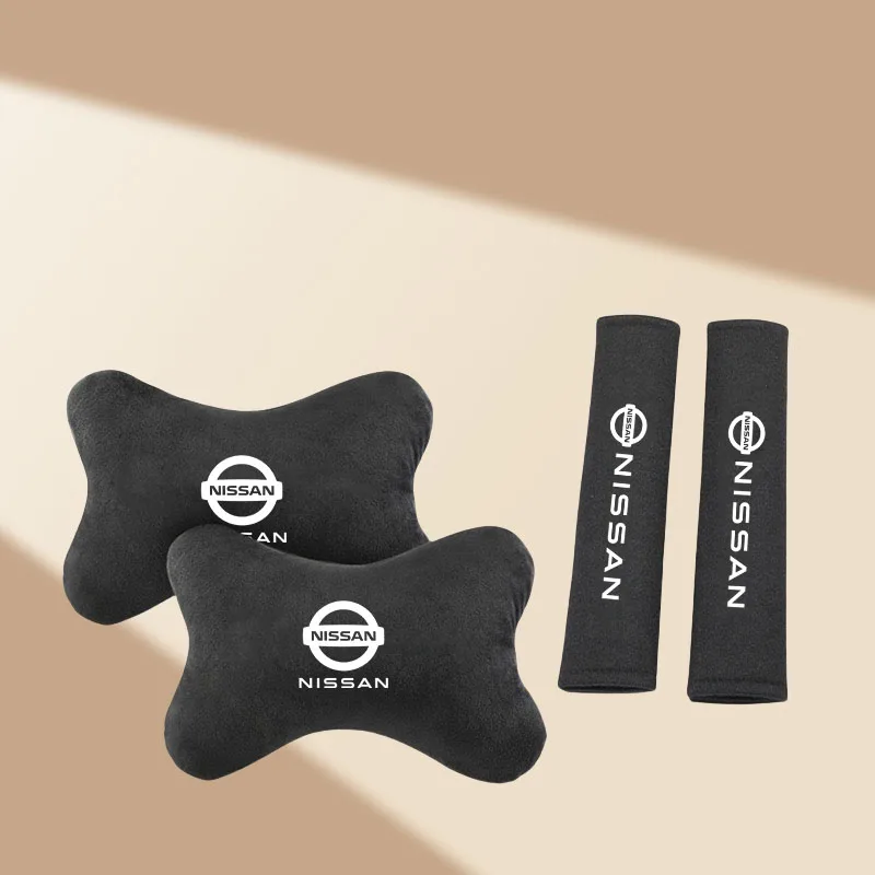 Car Seat Headrest Auto Logo Neck Pillow Car Safety Belt Shoulder for Nissan XTrail Qashqai Tiida Teana Livina Roox Sentra Altima
