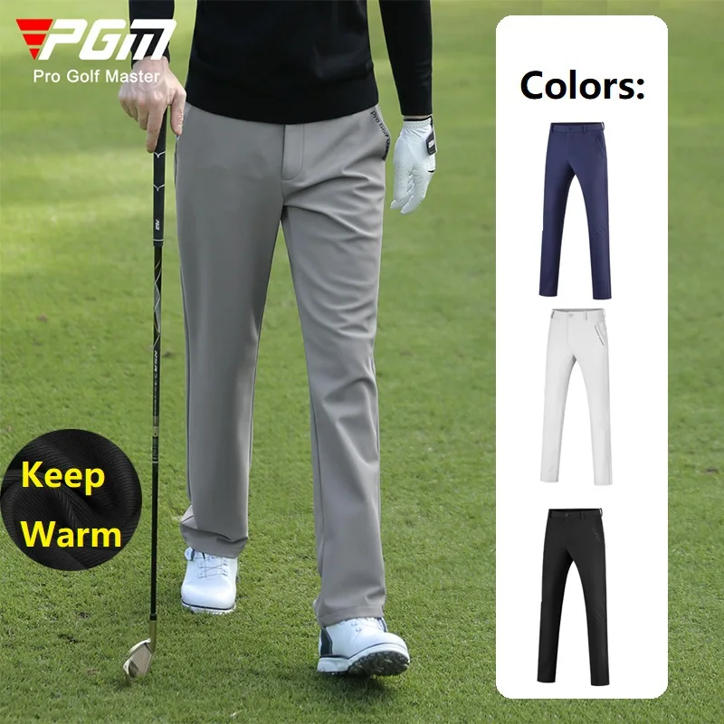 Pgm Golf Men Winter Warm Thicken Sports Longs Trousers Windproof Male Straight Business Pants Casual Golf Clothing XXS-3XL