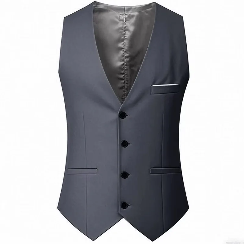 M-7XL Herren Anzugweste Lässige Ärmellose Formelle Business-Jacke Bräutigam-Weste – Detail 2