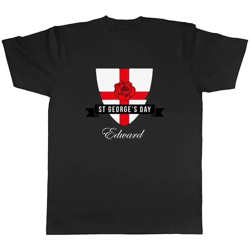 Personalised St George's Day Sheild Flag Mens Unisex T-Shirt Tee Gift
