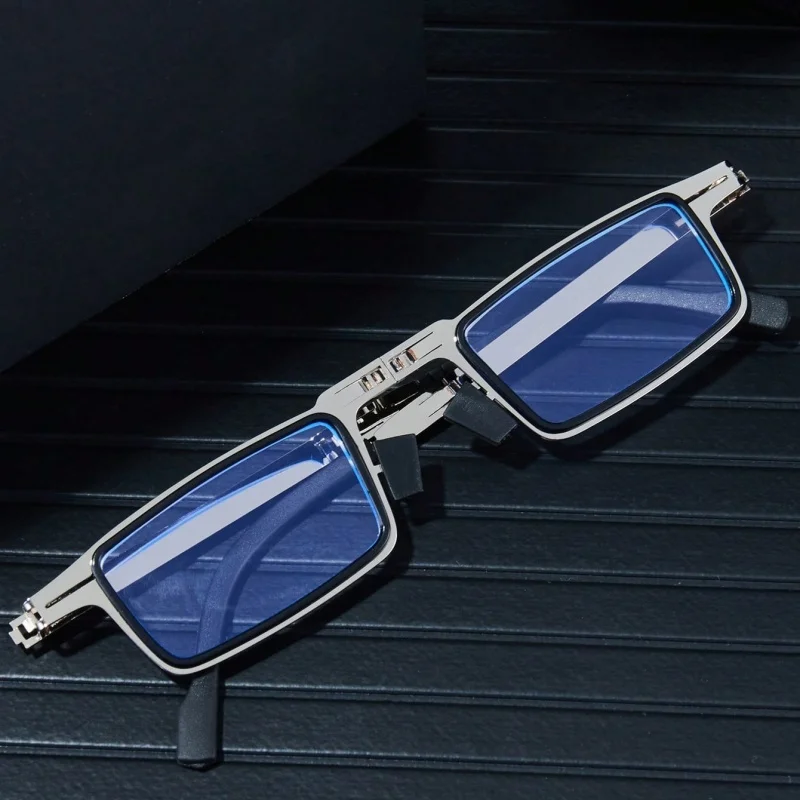 Unisex Flat Glasses, New Style, Steel Frame, Foldable, Compact, Portable, Comes with a Free Glasses Case, Protects Vision