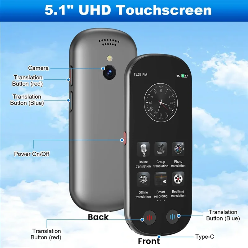 

Language Translation Device Language Two-Way Translation, Portable Photo Offline Voice Translation, For Business Travel