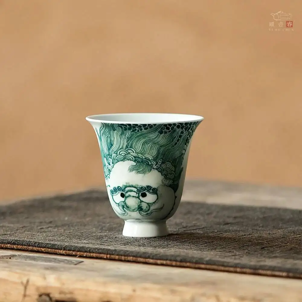 Yihu Chun High-End Collectible Tea Zhang Zhigang's Pure Hand-Painted Master Cup, Unique Blue And White Auspicious Dragon Cup