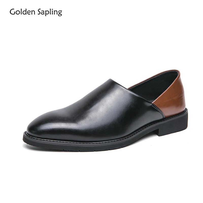 Golden Sapling Elegant Man Dress Shoes Patchwork Leather Loafers Men's Casual Business Shoe Formal Social Flats Wedding Moccasin