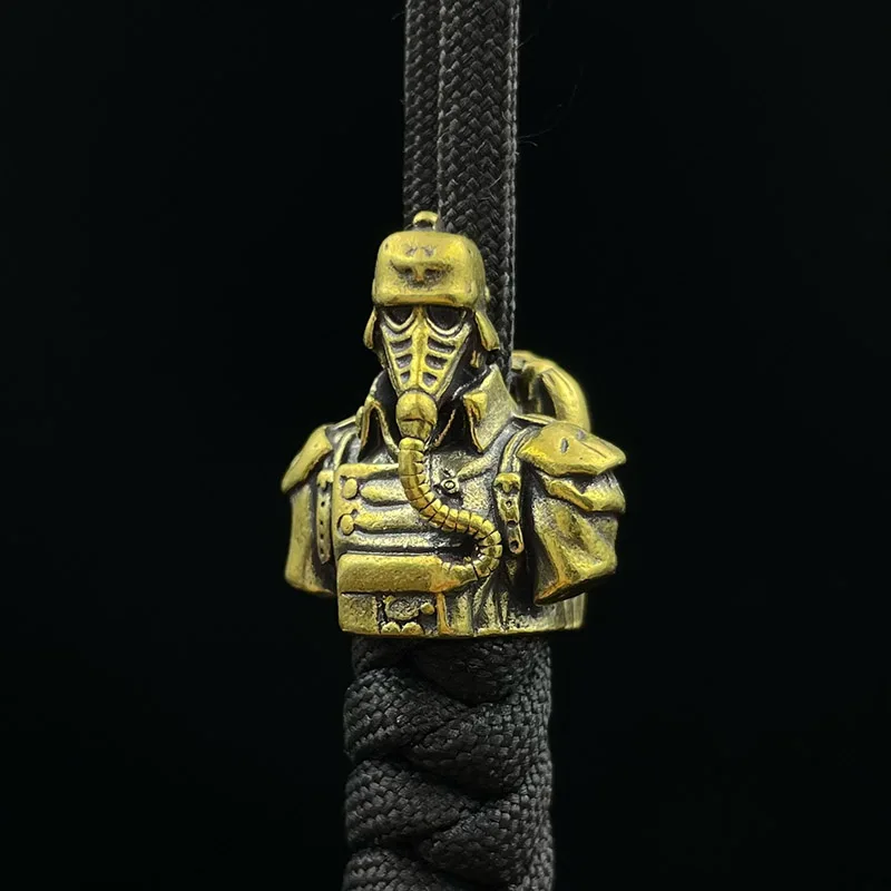 Brass Death Biochemical Guard Solider Bust Knife Beads Punk Gas Mask EDC Outdoor Survival Paracord DIY Woven Lanyard Accessories