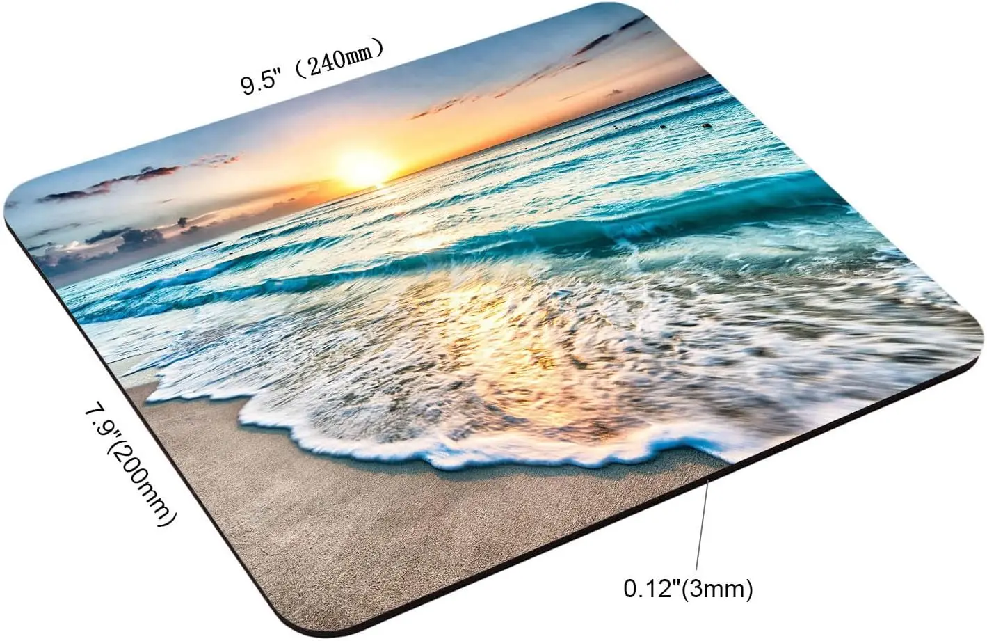 Mouse pad custom Mouse pad artisan Tropical Sea Beach Ocean Waves Seaside Scene Island Hawaiian Sunrise Non Slip Rubber Base