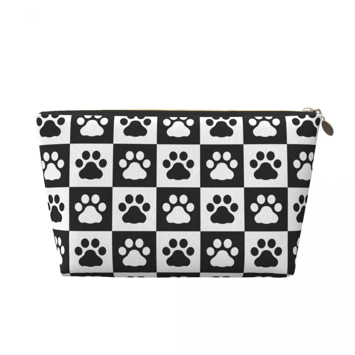 Custom Dog Paw Footprint Checked Pattern Travel Cosmetic Bag Women Toiletry Makeup Organizer Ladies Beauty Storage Dopp Kit