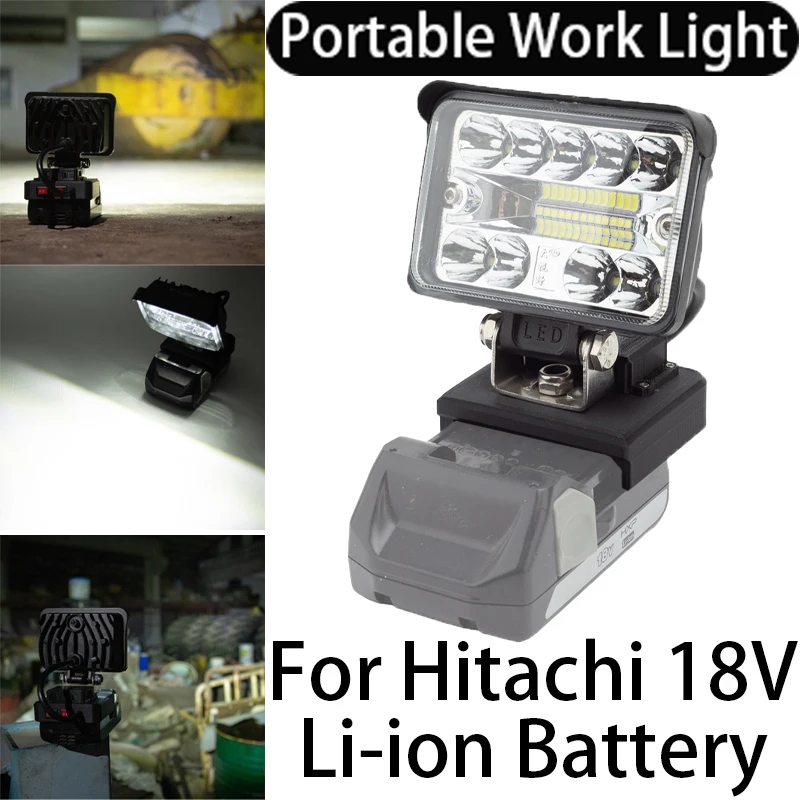 

12W LED Work Light for hitachi/Hikoki 18V Li-ion Battery Flashlight Cordless LED Tool Light, Emergency Camping Light