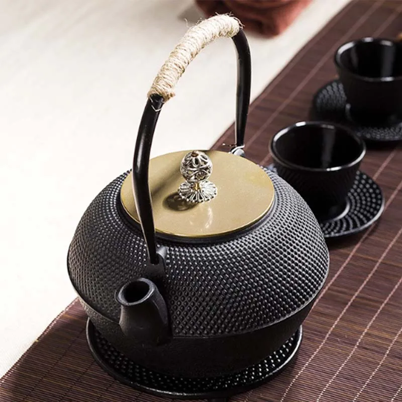 Japanese Cast Iron Teapot Handmade Tetsubin Gas Stovetop Water Kettle Black Teapot With Infuser Filter Kung Fu Tea Set