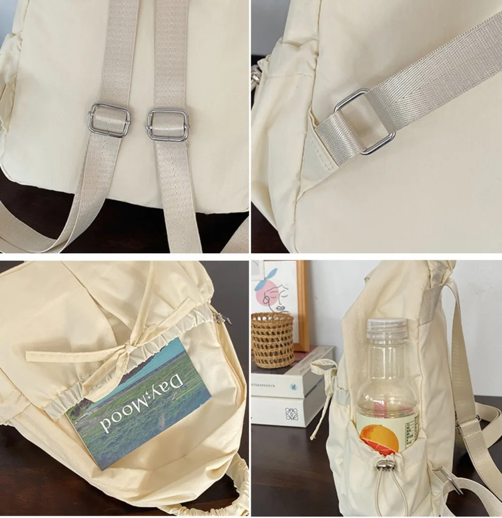 Женский рюкзак в японском стиле, легкая модная студенческая сумка с бантом, простой однотонный повседневный дорожный рюкзак для школы