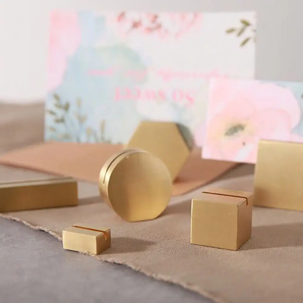 Desktop Decoration Business Card Holder Memo Postcard Picture Clip Students Gift Table Number Holder Brass Photo Clip