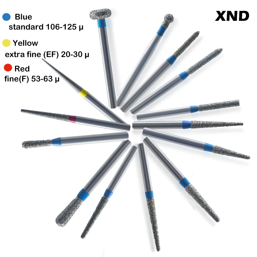 XND 5pcs Burs for Dental High Speed Handpiece Diamond Bur All Series Teeth Cutting and Polishing Bur Optional Dental Driil Bit