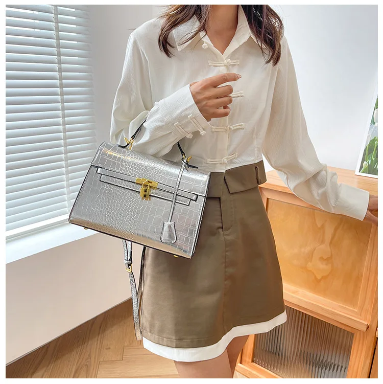 

​​2025 Crocodile Kelly Bag - Women's European Fashion Small Square Shoulder Bag, High-End Textured Messenger​​