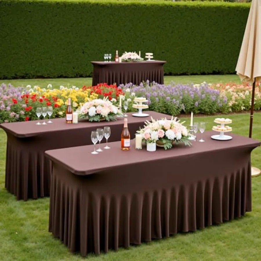 

2 pk 6Feet Spandex Table Cloth Rectangle-Wrinkle Free Stretchy Fitted Tablecloths for 6 Feet Rectangle Tables-Spandex Table Cov