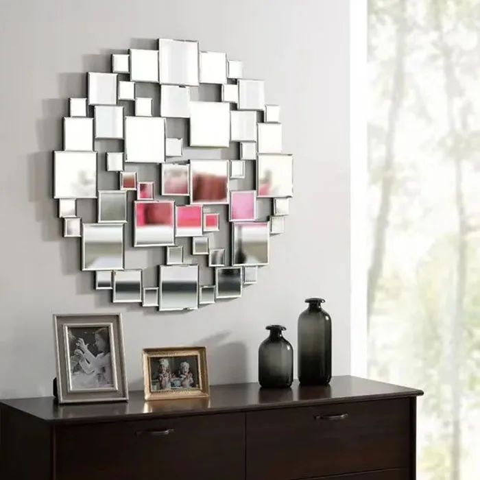 90cm Top Quality Round Living Room decorative Wall Hanging mirrors Silver bath wall decor large mirror with low price