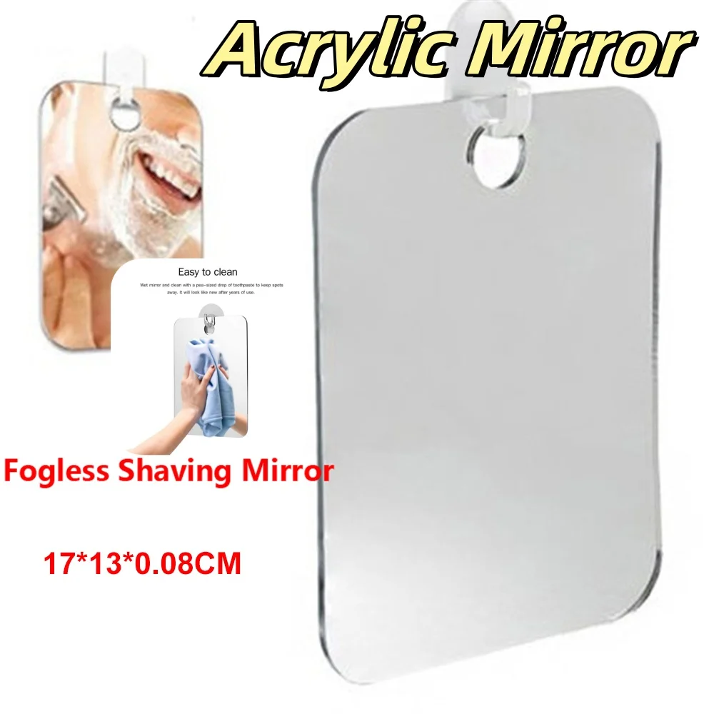 1/2/3PCS Acrylic Anti Fog Mirror Shower Shaving Fogless Mirror Washroom Travel Accessories For Women Makeup Man Shaving Bathroom