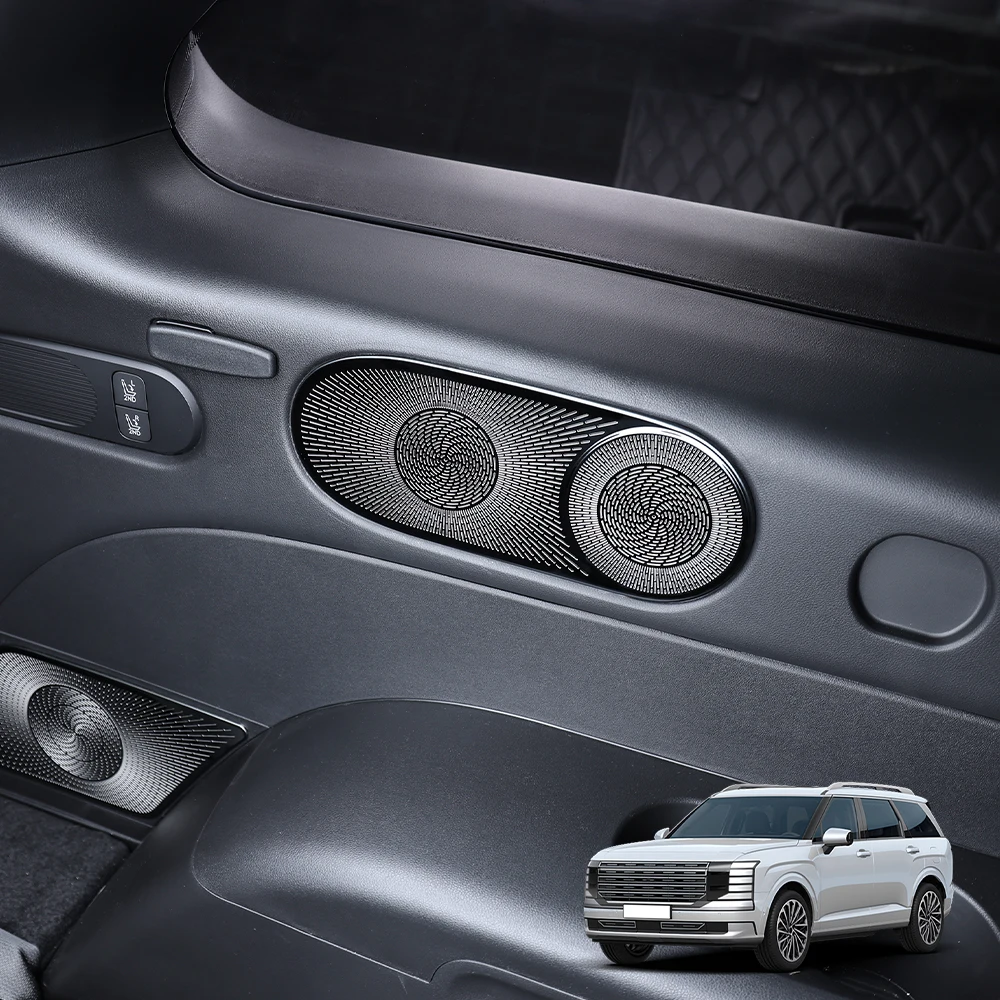For Hyundai Palisade LX3 2026 Black Stainless Steel Third Row Rear Auto Speaker Cover Car Subwoofer Grille Net Trim LHD