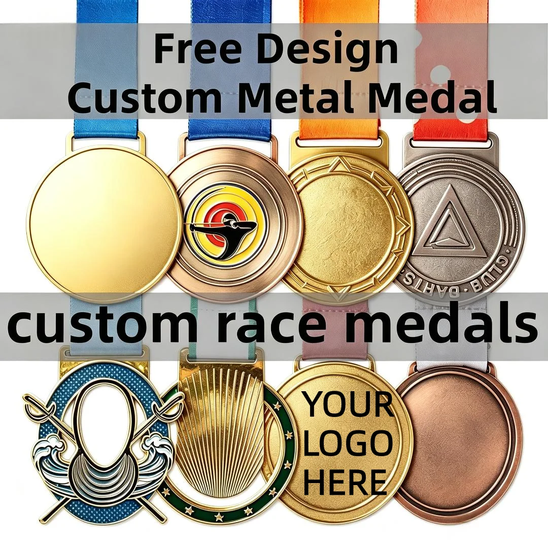 Custom Race Medals Free Design Custom Metal Gold Silver Red Copper Medal Zinc Alloy 3D Marathon Race Finisher Award Sports Medal