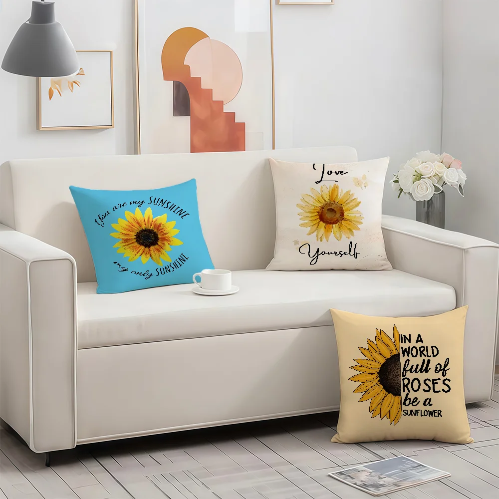 Vintage Summer Sunflower cushion cover Birthday Anniversary Gifts Double Sided Printed Zipper Cushion Cover Soft Skin Bedding