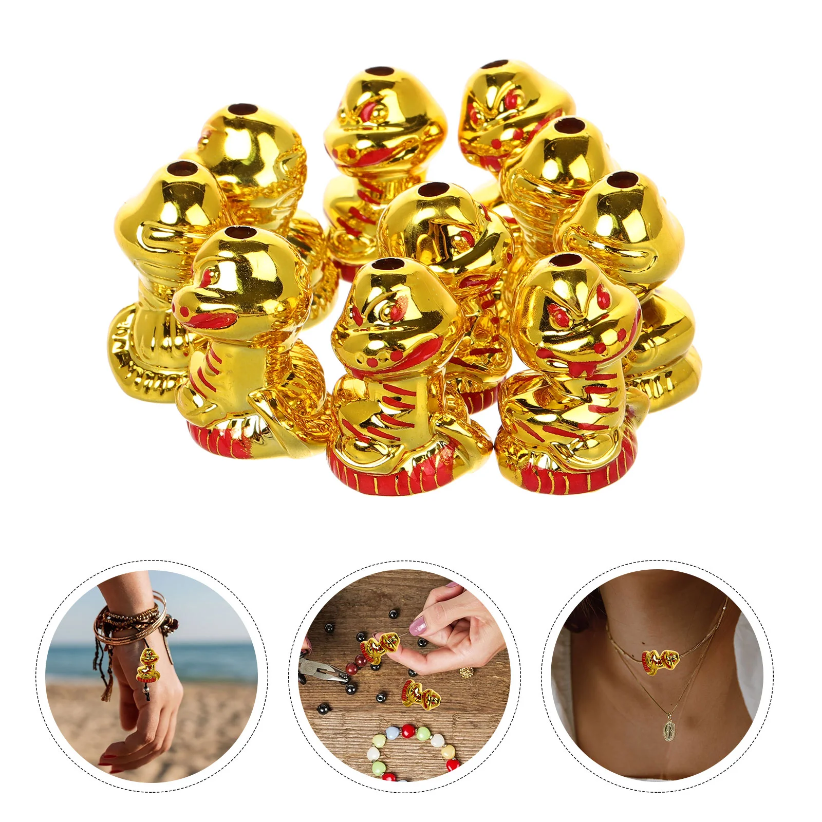 

10 Pcs Year of The Snake Pendant Jewelry Beads for Bracelets Charm Animal Plastic Travel