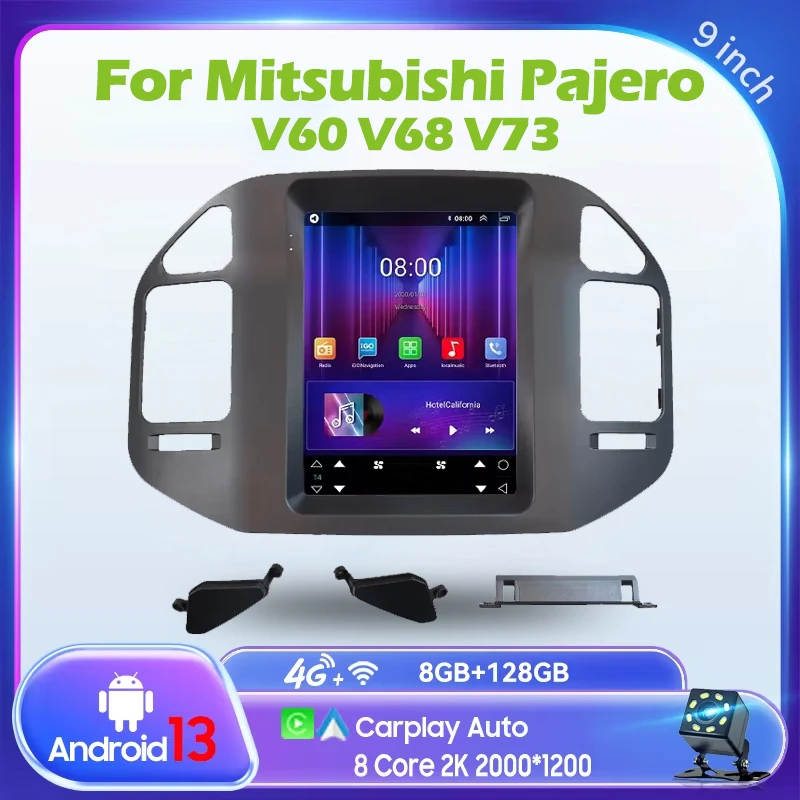 With Frame Car Radio For Mitsubishi Pajero V60 V68 V73 1999-2006 Multimedia Video Player Bluetooth Carplay Stereo GPS Head Unit