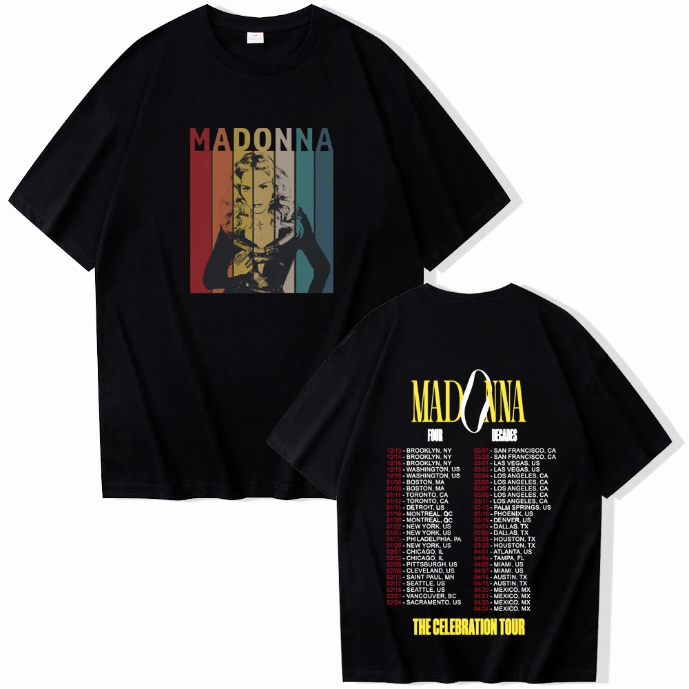 Madonna The Celebration Tour 2024 T-shirt Women O-neck Summer Casual Shirt Oversized T Shirt for Men Regular Printing