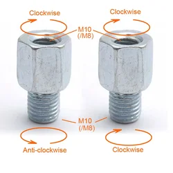 Para adapterów lusterek wstecznych do skuterów i motocykli M10 10MM M8 8MM 6MM zgodnie z ruchem wskazówek zegara, prawy, lewy gwint Śruba zmieniająca