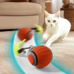 Pelota interactiva para gatos, pelota rodante automática, cola sintética, juguete eléctrico inteligente recargable para mascotas, entrenamiento para perros y gatos, ratón de imitación