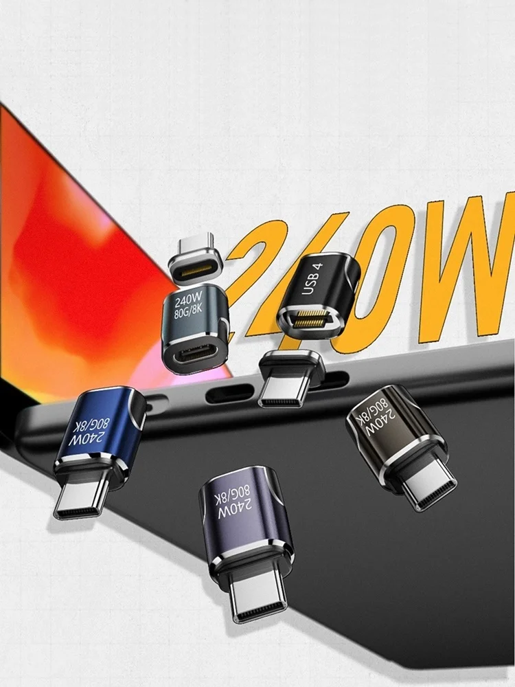 Adapter USB-C magnetyczny 240W Metalowy 80Gbps Monitor wideo 8K Konwerter ładowania USB typu C do MacBook iPad Pro Telefon Tablet Laptop — zdjęcie produktu 7