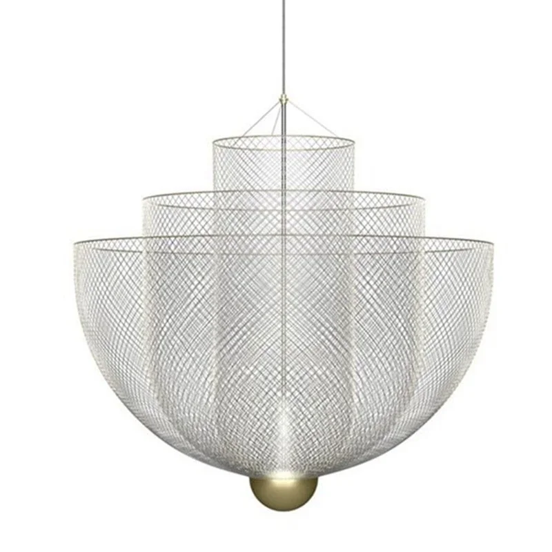 

Nordic Modern Color Pendant Lights Metal Grid LED Lighting Fixtures Villa Restaurant Geometric Hollow Hanging Lamps Luminaires