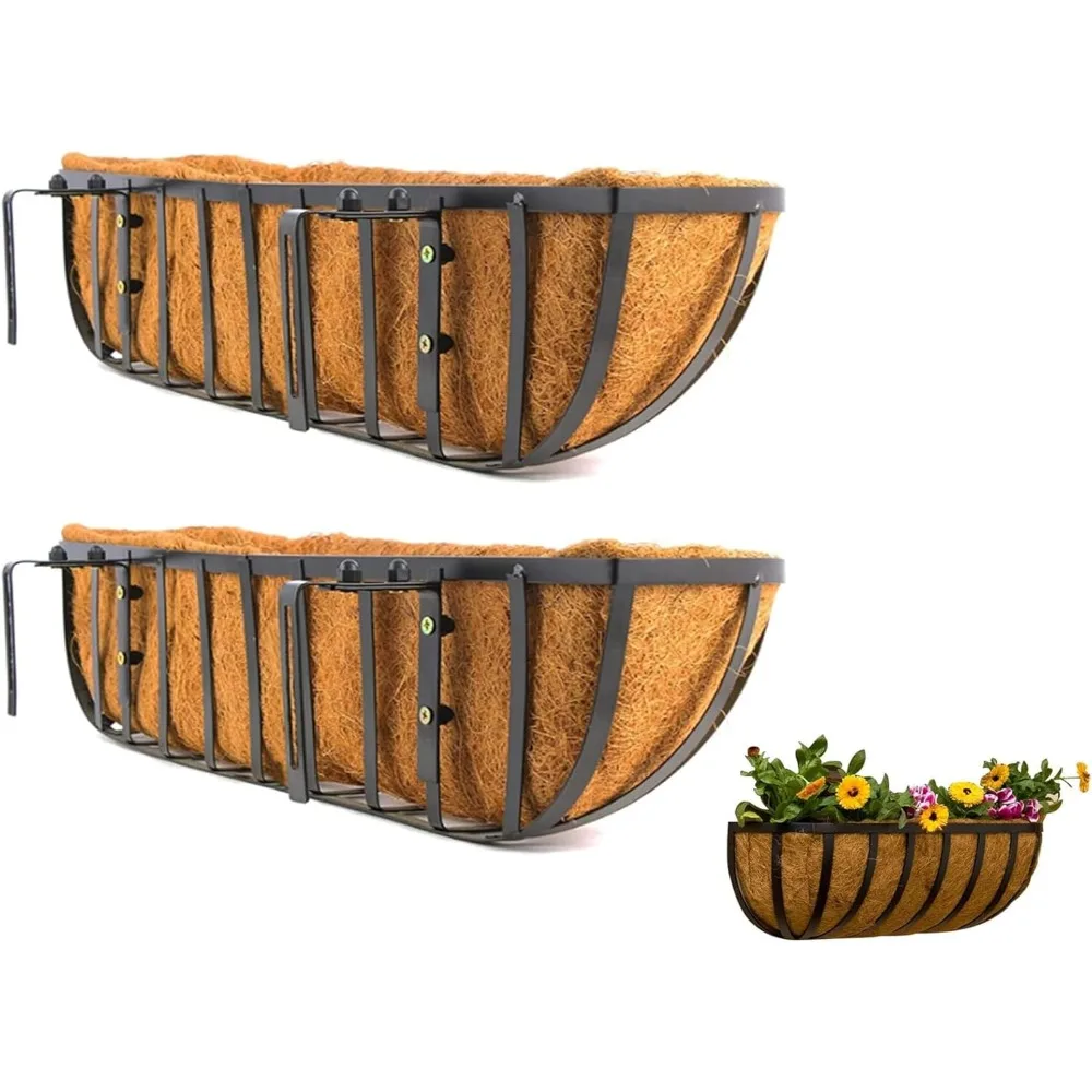 

Planter Box 2 Sets, Metal Hanging Planters Basket with Coco Coir Liner Window Planters, 30" Planter Box