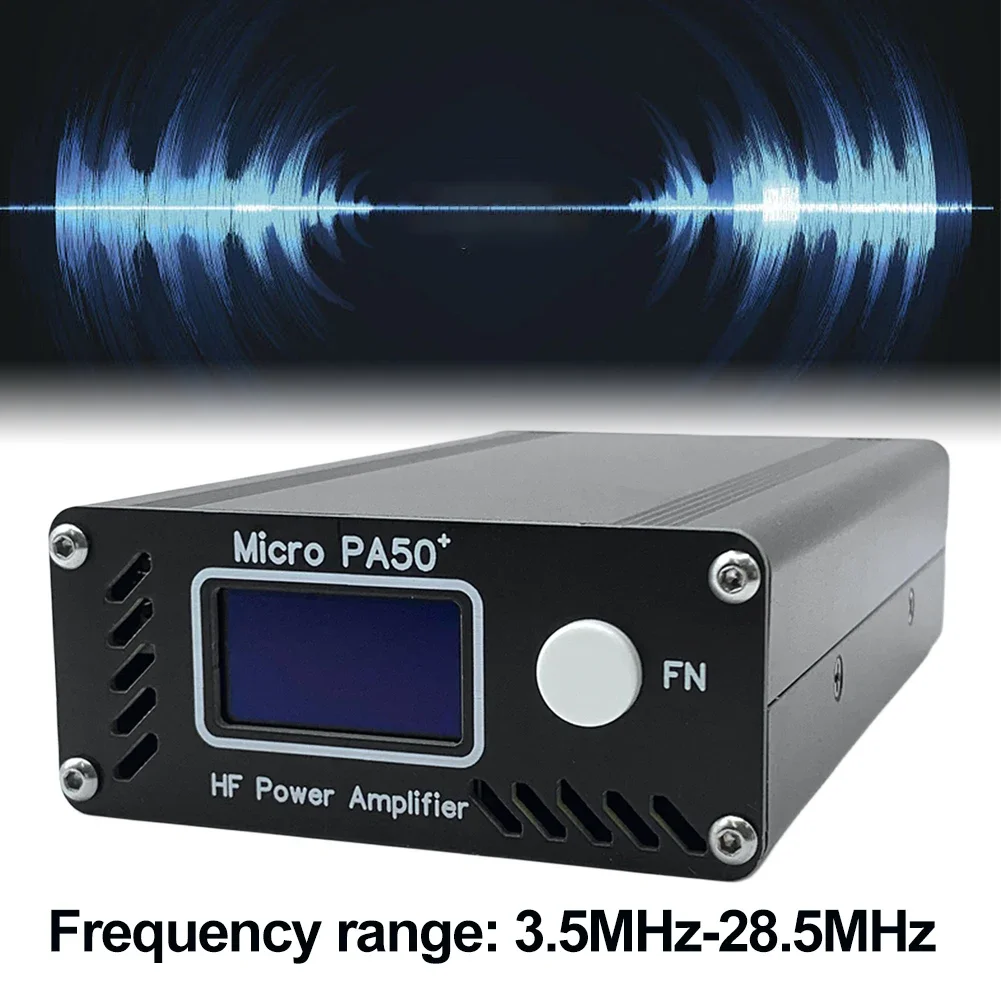 Micro PA50 PLUS HF Power Amplifier 50W 3.5MHz-28.5MHz 1.3-Inch OLED Screen with Power / SWR Meter + LPF Filter for Radio