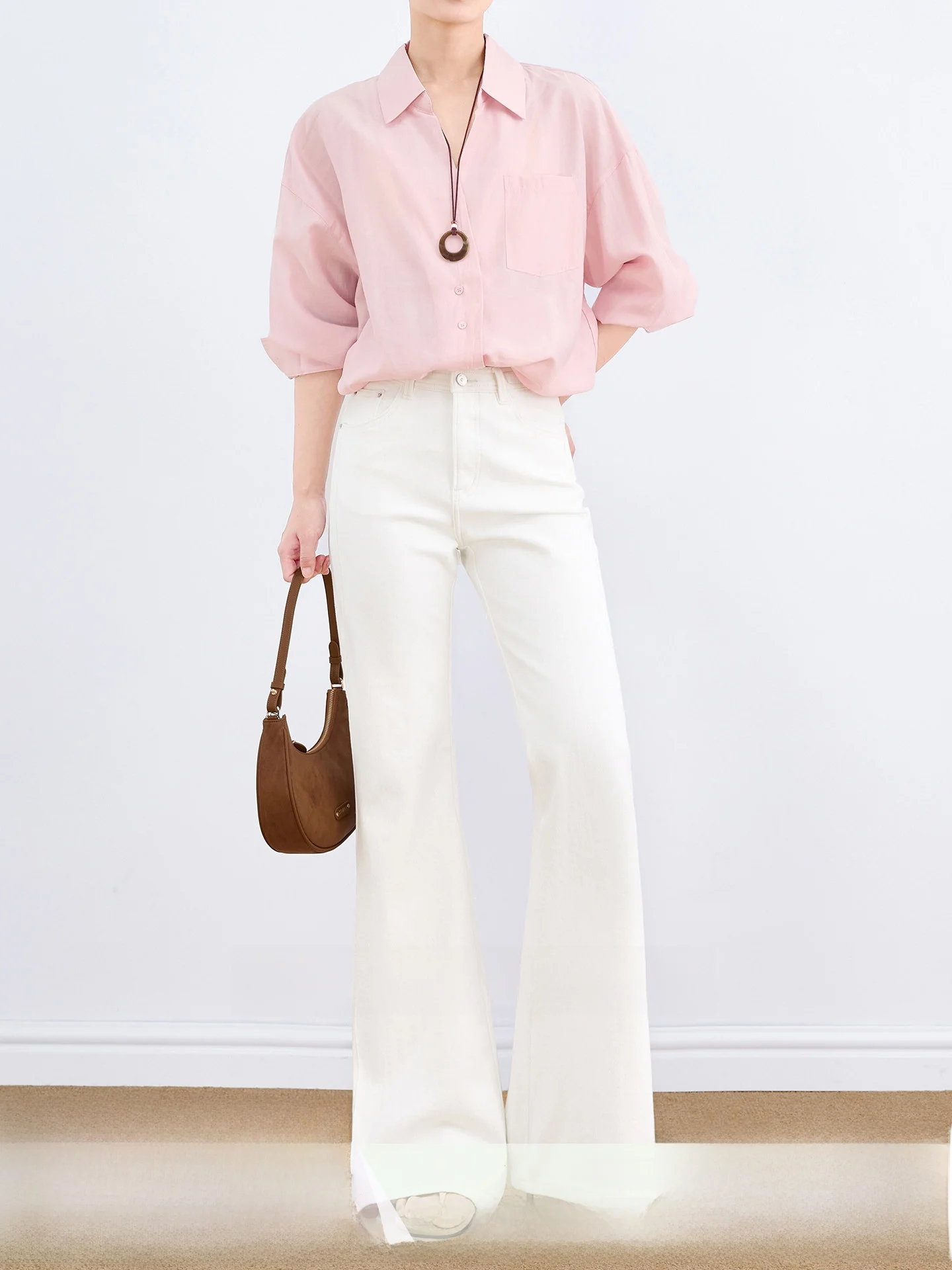 

White Bell Bottom Jeans Women's High Waist Cotton Blend Stretchy Rigid Washed Casual High Rise Bell Bottoms Spring New Style