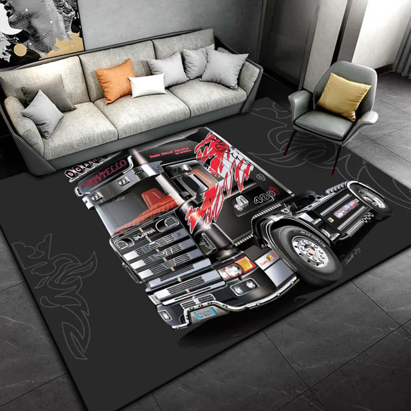 3D Scania Top Class Truck Cartoon Area Rug,Carpet Rug for Living Room Bedroom Sofa Doormat Decoration, pink room decor