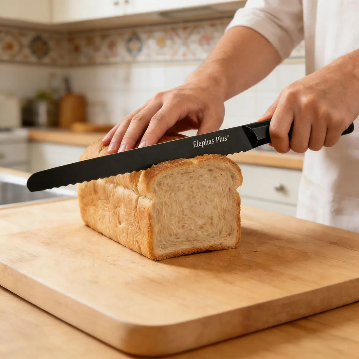 

Fine tooth Best Serrated Bread Knife Cake Cutting Long Baguette Cutter Stainless Steel Loaf Slicer/Slicing
